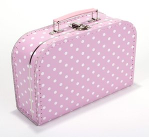 Koffertje roze met stippen